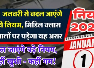 नियम 2025 : बदल जाएंगे बड़े नियम,नए साल में कहीं खुशी,कहीं गम!