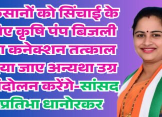 किसानों को सिंचाई के लिए कृषि पंप बिजली का कनेक्शन तत्काल दिया जाए अन्यथा उग्र आंदोलन करेंगे-सांसद प्रतिभा धानोरकर