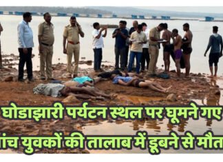 घोडाझारी पर्यटन स्थल पर घूमने गए पांच युवकों की तालाब में डूबने से मौत..