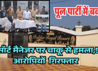 चंद्रपूर में पूल पार्टी में हंगामा: नशे में धुत युवकों ने मैनेजर पर चाकू से किया हमला, 5 आरोपी गिरफ्तार